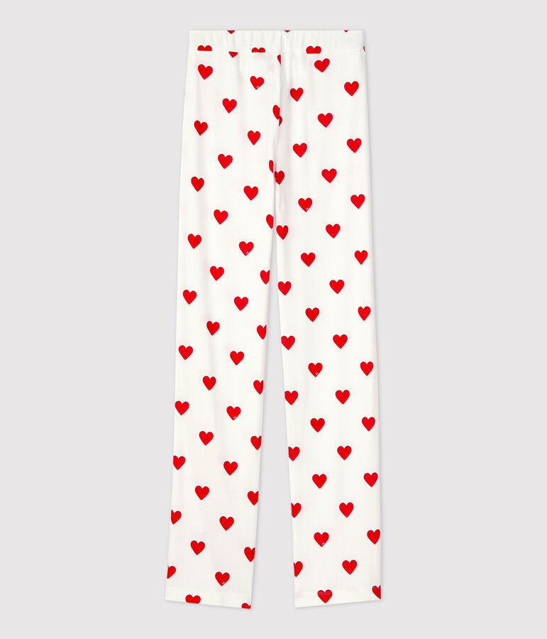 Pantalon en coton BIO Femme blanc MARSHMALLOW/rouge TERKUIT