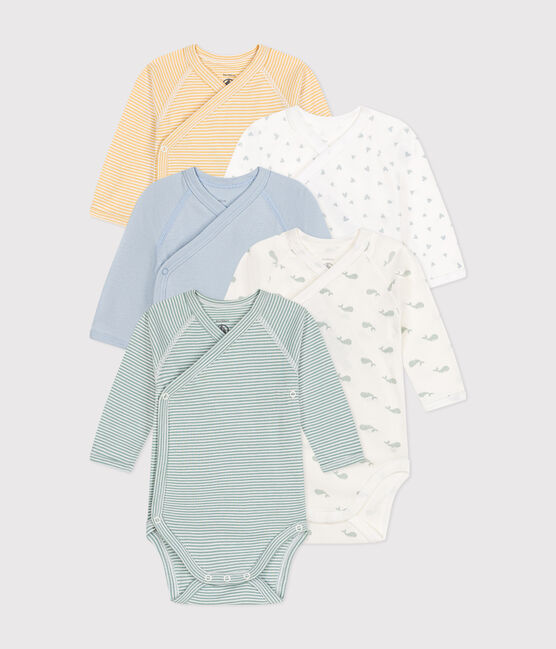Lot de 5 bodies croisés manches longues en coton bébé variante 1