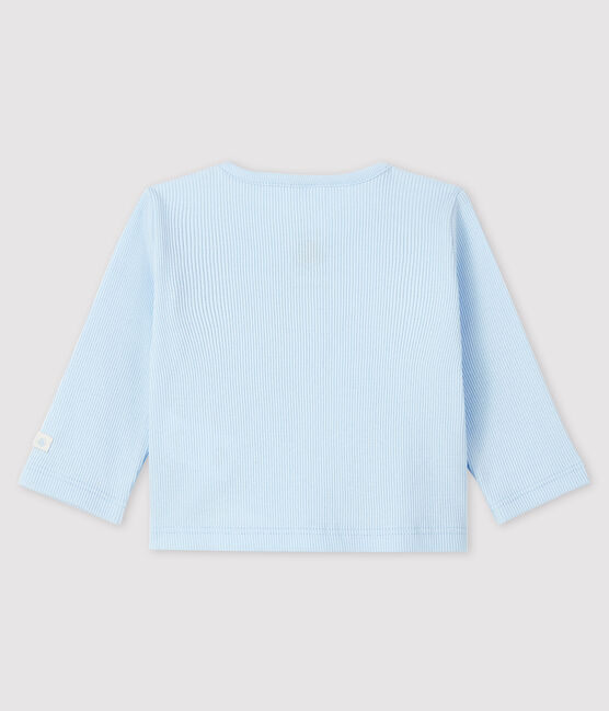 Cardigan bébé en côte 2x2 en coton biologique bleu FRAICHEUR