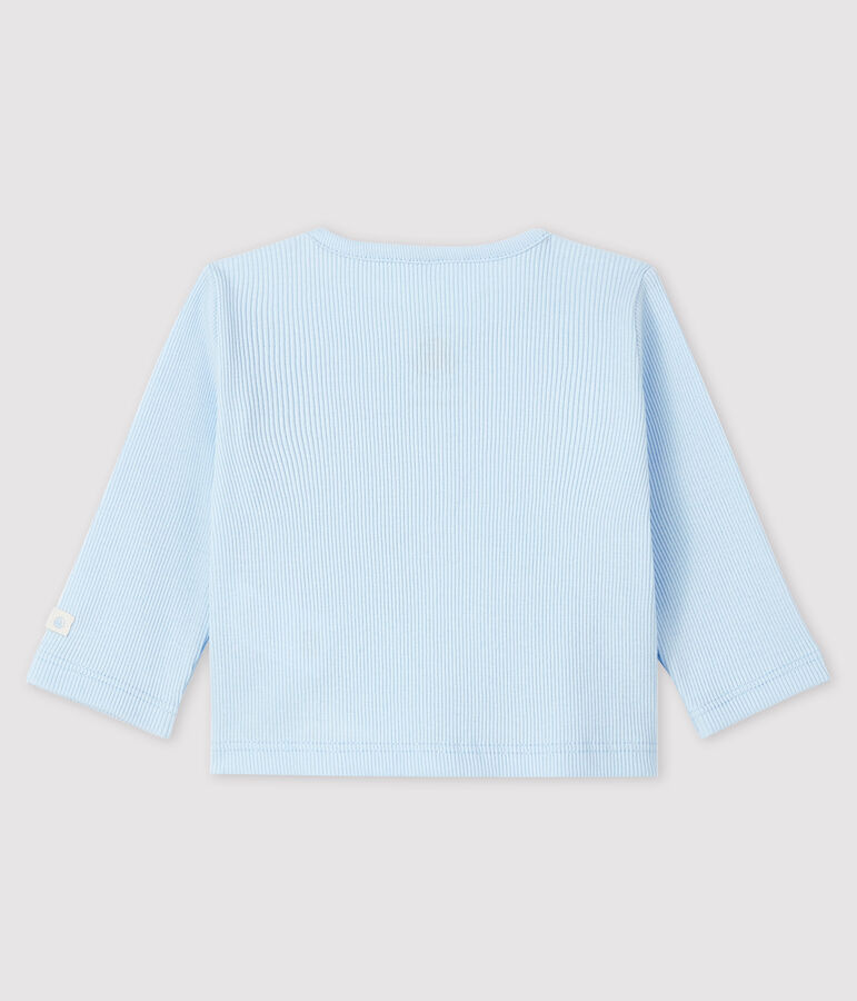 Cardigan b&eacute;b&eacute; en c&ocirc;te 2x2 en coton biologique bleu