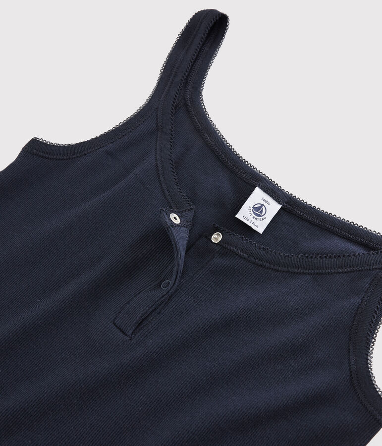 Pyjacourt marine fille-femme en coton bleu SMOKING