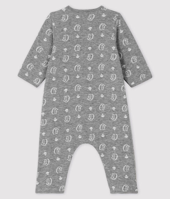 Combinaison longue jacquard à imprimé hérisson bébé en tubique gris SUBWAY/blanc MARSHMALLOW