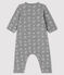 Combinaison longue jacquard à imprimé hérisson bébé en tubique gris SUBWAY/blanc MARSHMALLOW