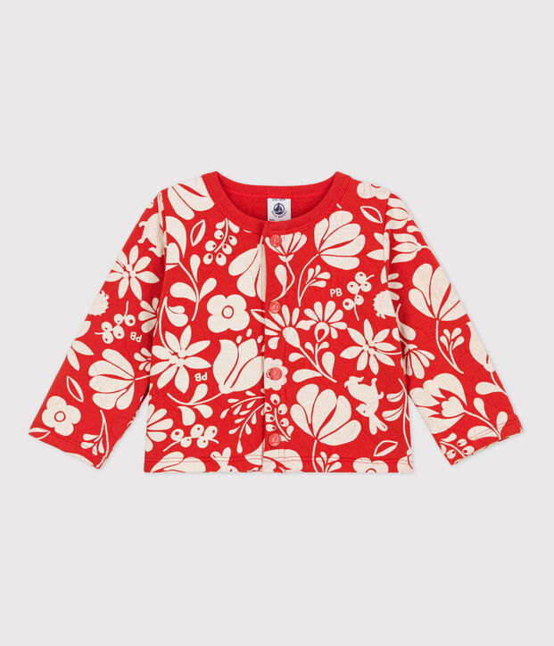 Cardigan b&eacute;b&eacute; imprim&eacute; en tubique matelass&eacute; orange/&eacute;cru