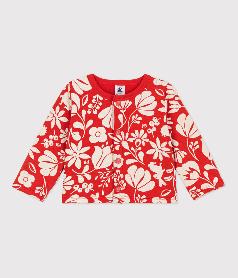 Cardigan b&eacute;b&eacute; imprim&eacute; en tubique matelass&eacute; orange/&eacute;cru