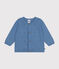 Cardigan en tricot de coton ajouré bébé bleu BEACH