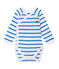 Body naissance bébé garçon manches longues rayé blanc ECUME/bleu DELPHINIUM