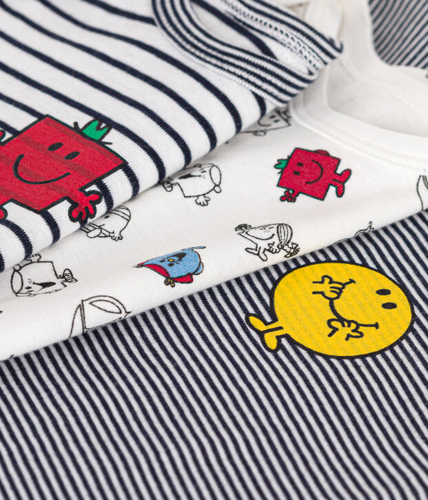 Lot de 3 bodies manches courtes Monsieur Madame en coton b&eacute;b&eacute; multicouleur