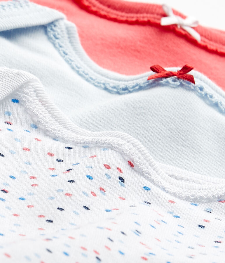 Lot de 3 bodies b&eacute;b&eacute; fille manches courtes blanc