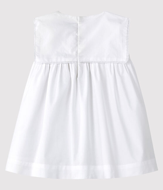 Robe cérémonie sans manches en popeline bébé fille blanc ECUME