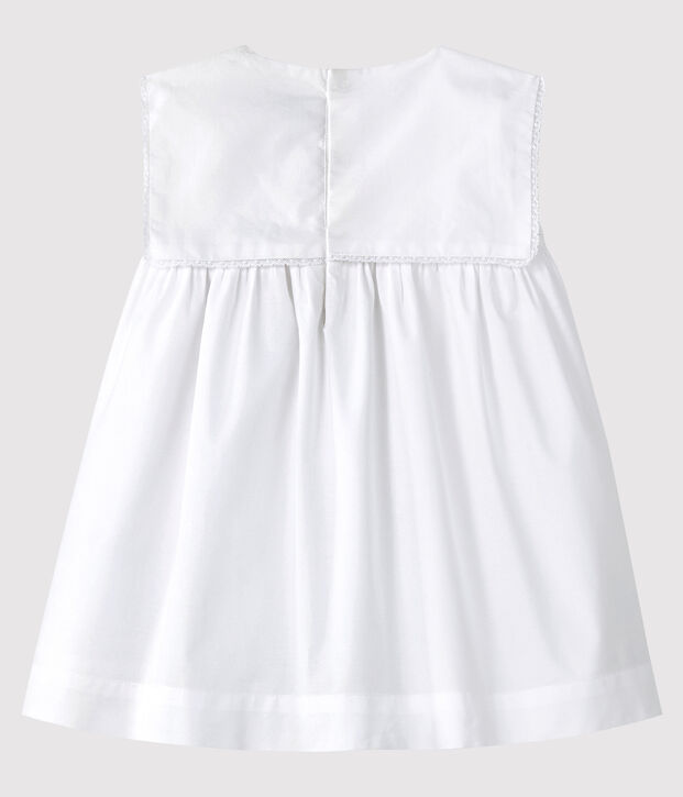 Robe c&eacute;r&eacute;monie sans manches en popeline b&eacute;b&eacute; fille blanc
