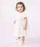 Robe cérémonie bébé en coton léger, manches courtes blanc ECUME/ ARGENT
