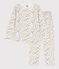 Pyjama fleurs en coton petite fille blanc MARSHMALLOW/blanc MULTICO