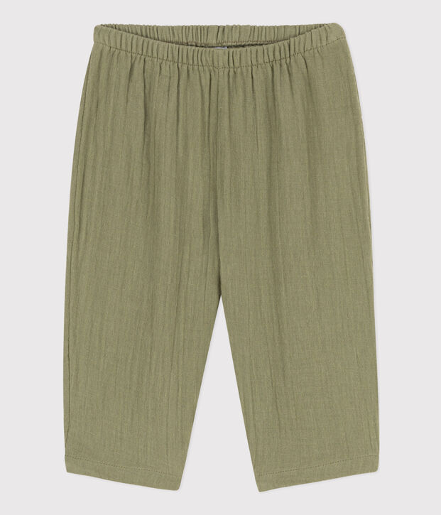 Pantalon b&eacute;b&eacute; en gaze de coton vert