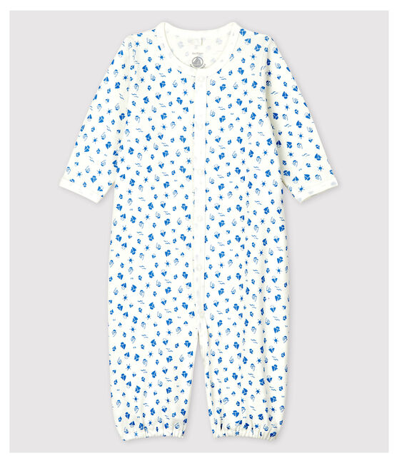 Combisac à étoiles bébé en coton biologique blanc MARSHMALLOW/gris GRIS