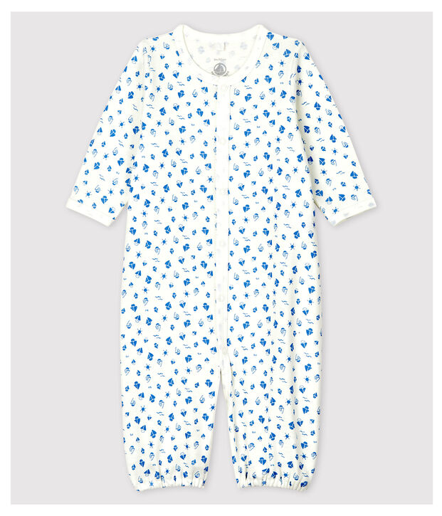 Combisac &agrave; &eacute;toiles b&eacute;b&eacute; en coton biologique blanc/gris