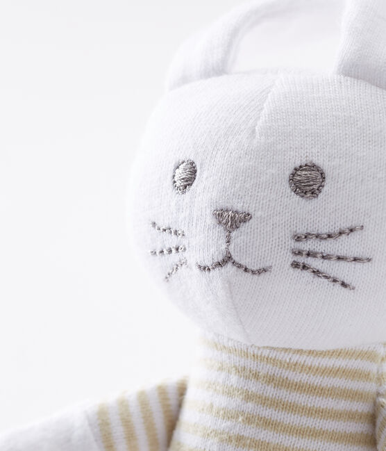 Doudou lapin hochet bébé mixte beige PERLIN/blanc MARSHMALLOW