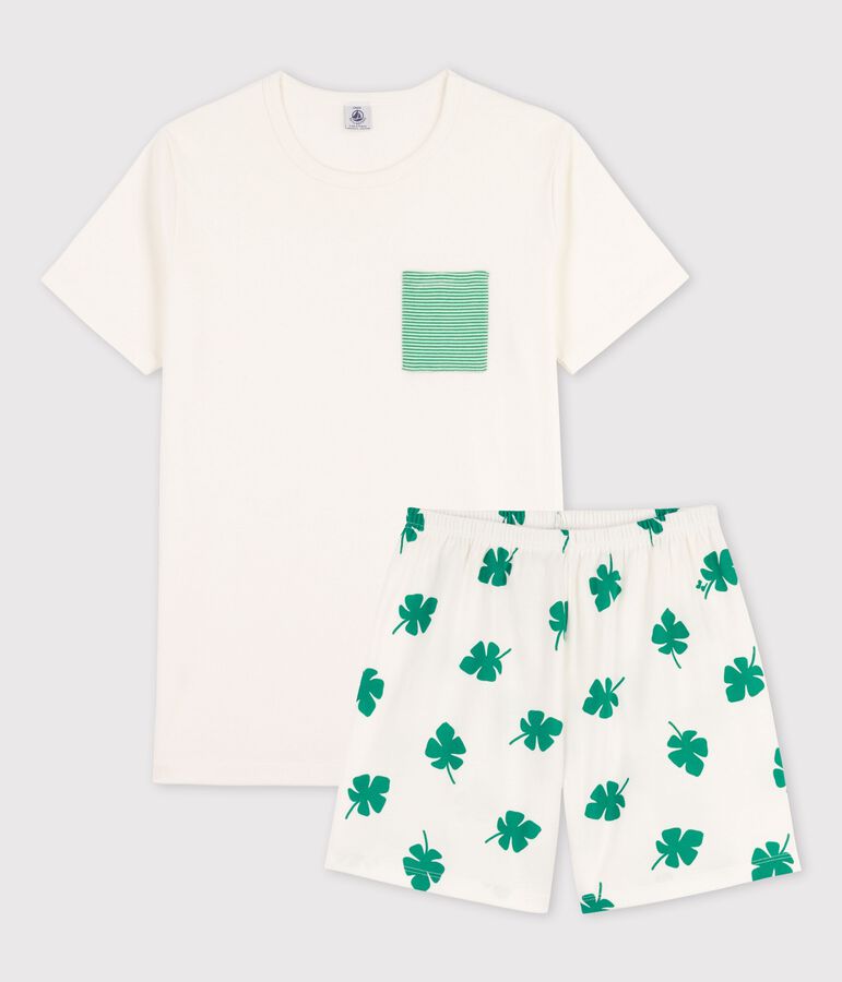 Pyjacourt gar&ccedil;on en coton biologique blanc MARSHMALLOW/blanc MULTICO