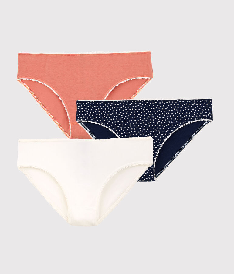 Lot de 3 culottes &agrave; pois fille en coton et &eacute;lasthanne multicouleur