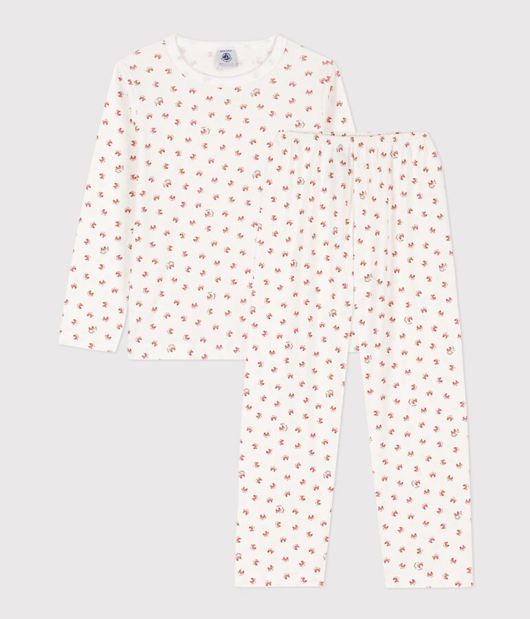 Pyjama renard en coton enfant blanc MARSHMALLOW/blanc MULTICO