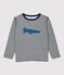 Tee-shirt manches longues en tubique enfant garçon bleu SMOKING/blanc MARSHMALLOW