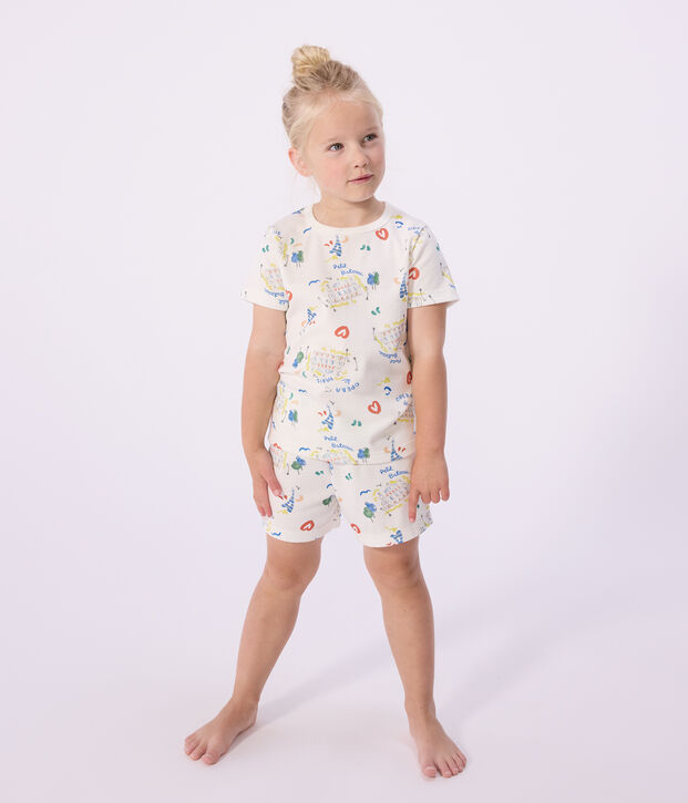 Pyjama short enfant en coton imprim&eacute; Op&eacute;ra blanc/multicouleur