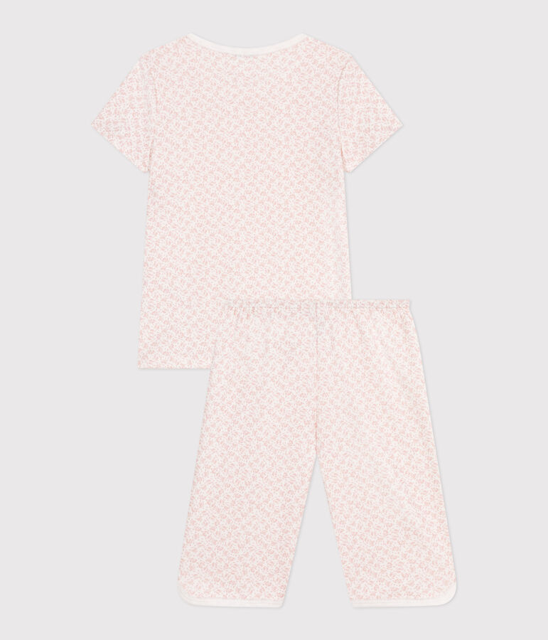 Pyjama capri enfant en coton imprim&eacute; fleuri MARSHMALLOW/ PANTY