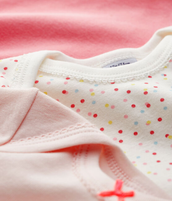 Lot de 3 bodies manches courtes rose bébé fille en coton biologique variante 1