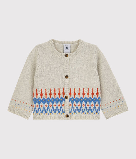 Cardigan jacquard bébé en tricot avec laine beige MONTELIMAR CHINE