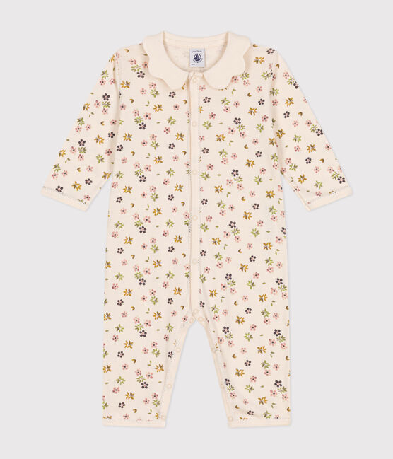 Pyjama sans pieds imprimé fleurs en coton bébé blanc AVALANCHE/ MULTICO