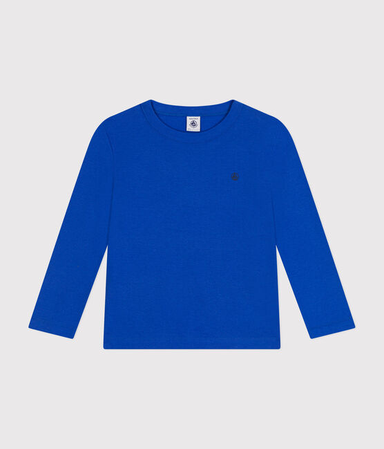 Tee-shirt manches longues en côte enfant fille / garçon bleu CALVIN