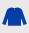 Tee-shirt manches longues en côte enfant fille / garçon bleu CALVIN
