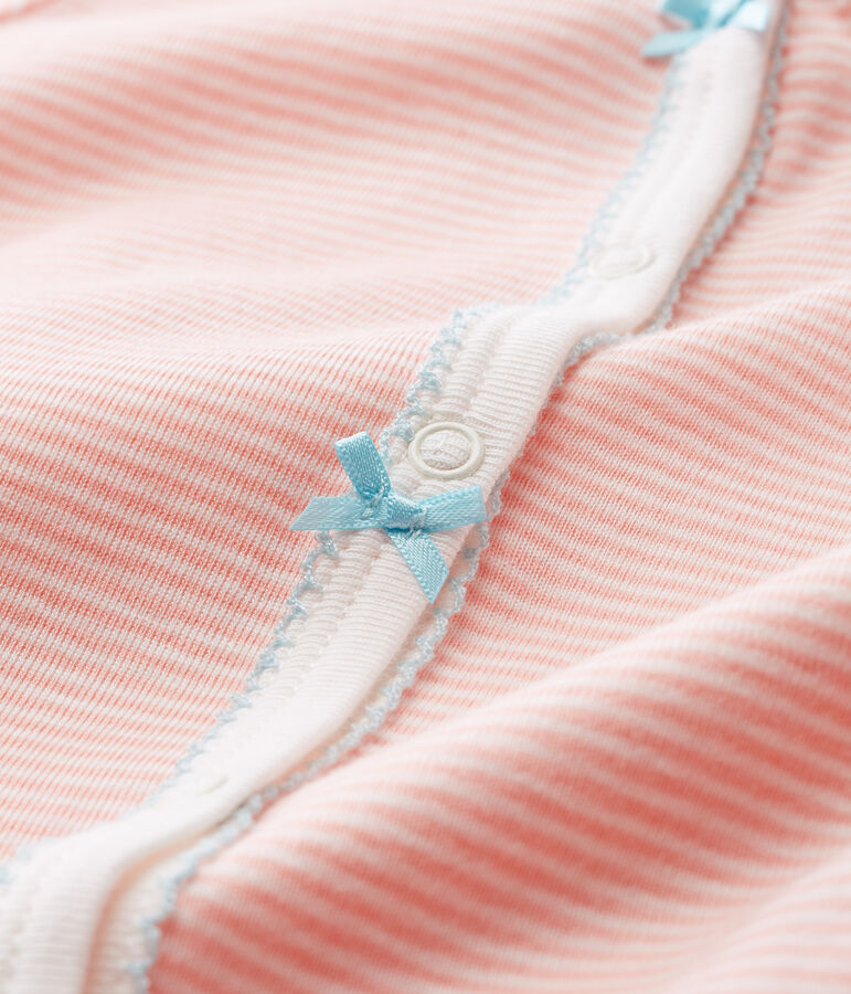 Dors bien b&eacute;b&eacute; fille en c&ocirc;te rose/blanc