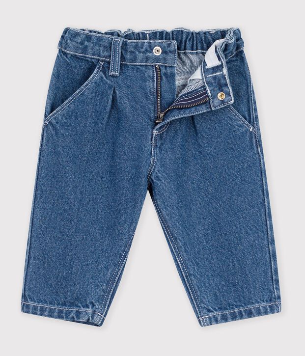 Pantalon b&eacute;b&eacute; en denim uni bleu
