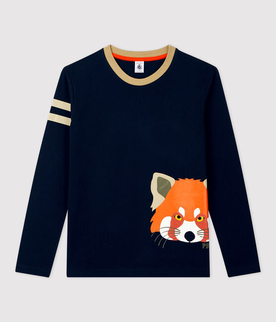 Tee-shirt manches longues en coton enfant garçon bleu SMOKING