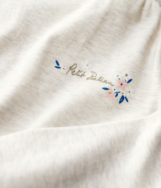 Tee-shirt manches longues en coton enfant fille beige MONTELIMAR CHINE