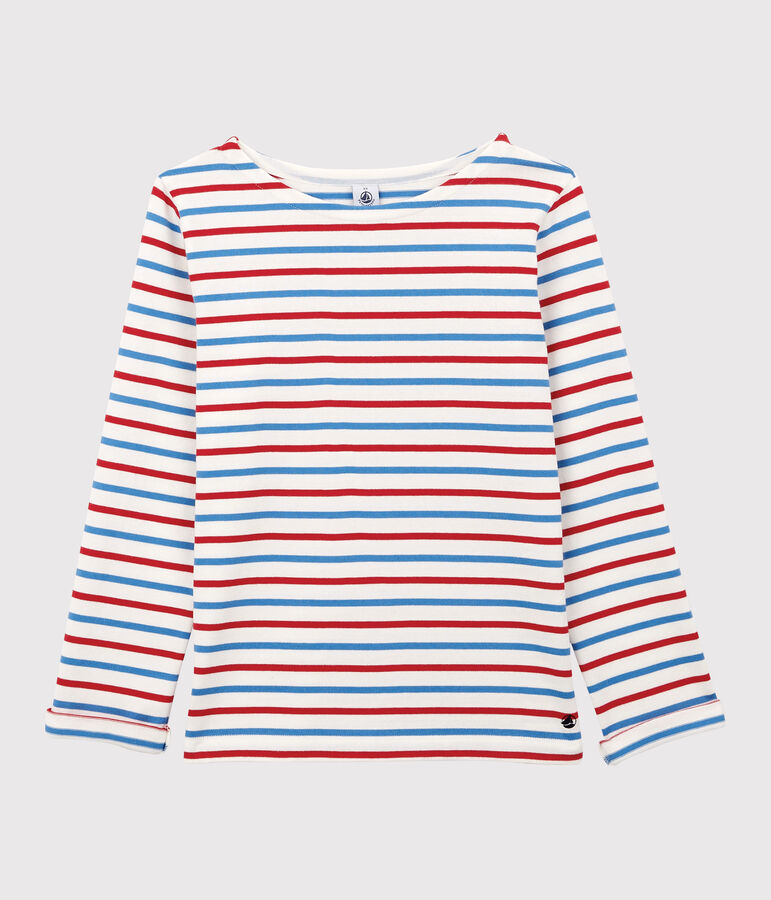 Marini&egrave;re en coton Femme blanc MARSHMALLOW/rouge BRASIER/bleu PEPS