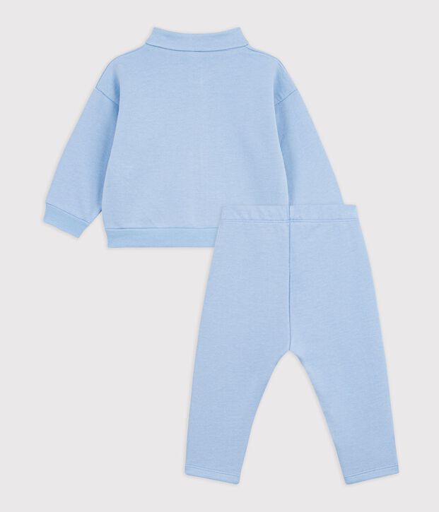 Ensemble sweatshirt et pantalon b&eacute;b&eacute; en coton uni bleu clair