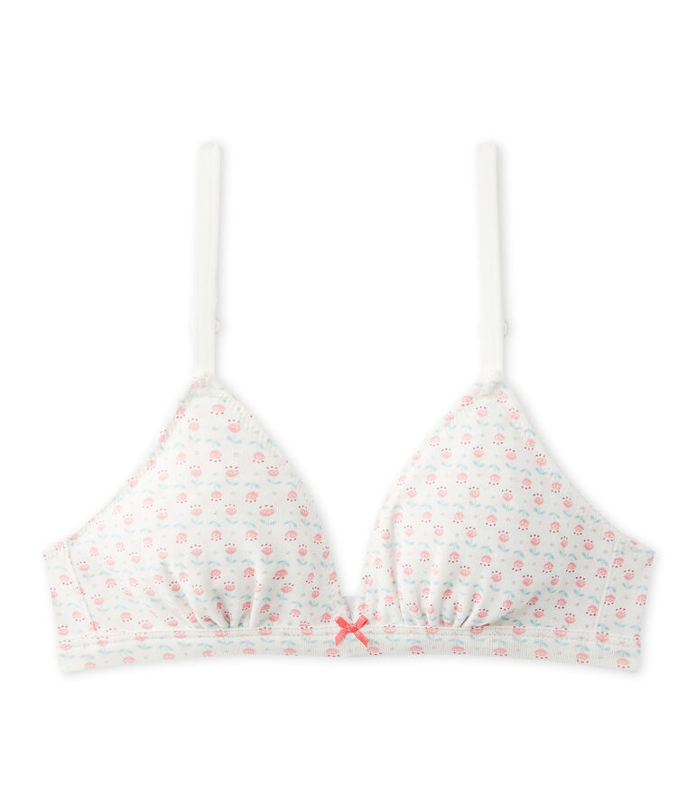 Soutien gorge triangle fille imprim&eacute; blanc LAIT/blanc MULTICO