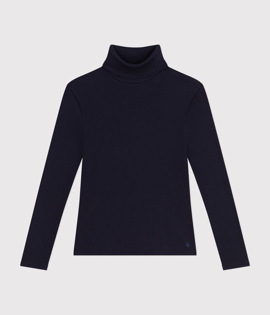 Tee-shirt l'Iconique Col roulé en côte 2x2 femme bleu SMOKING