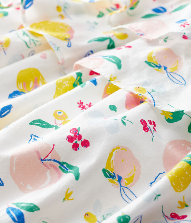 Robe manches courtes en popeline b&eacute;b&eacute; fille blanc/multicouleur