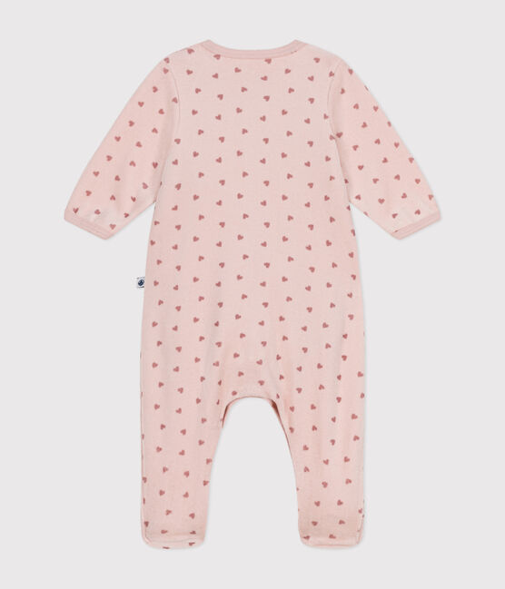 Bodyjama imprimé mini cœurs en velours bébé rose SALINE/ ROSEWOOD