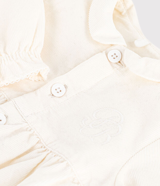 Combinaison courte c&eacute;r&eacute;monie b&eacute;b&eacute; en velours brod&eacute; blanc cass&eacute;