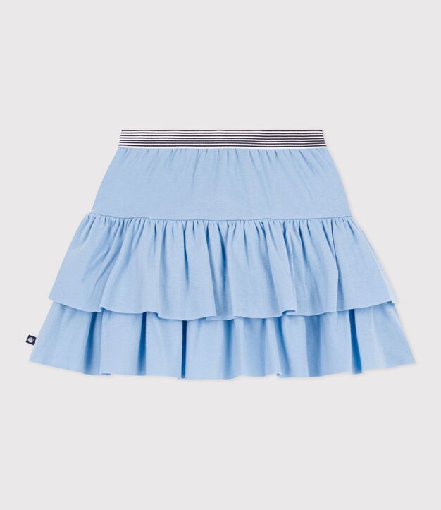 Jupe enfant courte en coton unie bleu clair