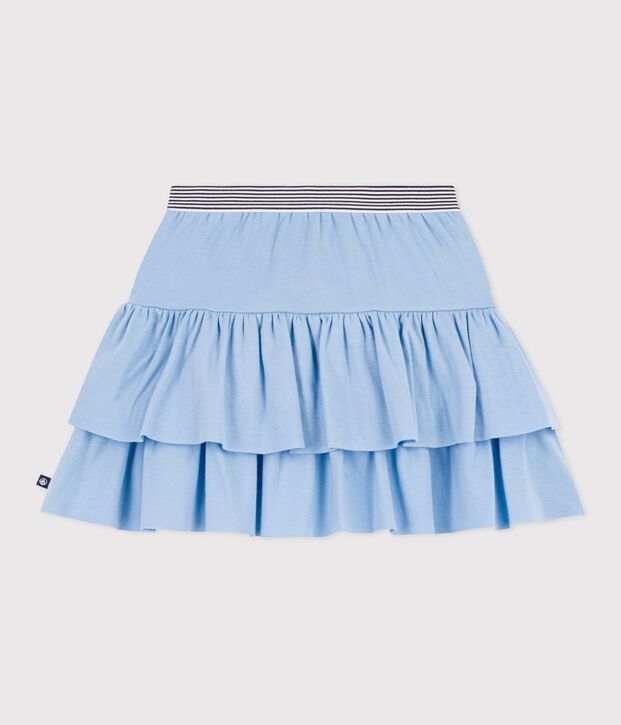 Jupe enfant courte en coton unie bleu
