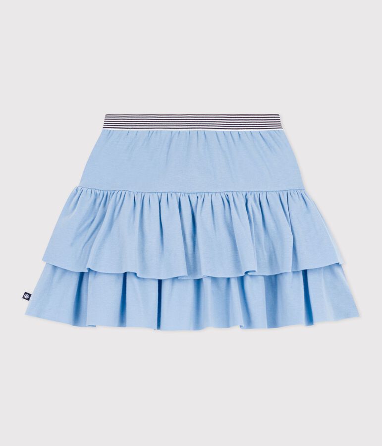 Jupe enfant courte en coton unie bleu