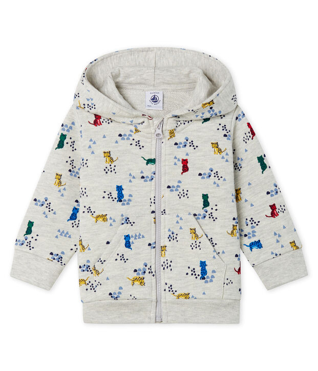 Sweatshirt &agrave; capuche b&eacute;b&eacute; gar&ccedil;on en molleton imprim&eacute; gris/multicouleur