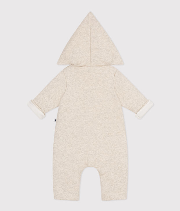 Combinaison longue ouatin&eacute;e &agrave; capuche en coton b&eacute;b&eacute; beige chin&eacute;