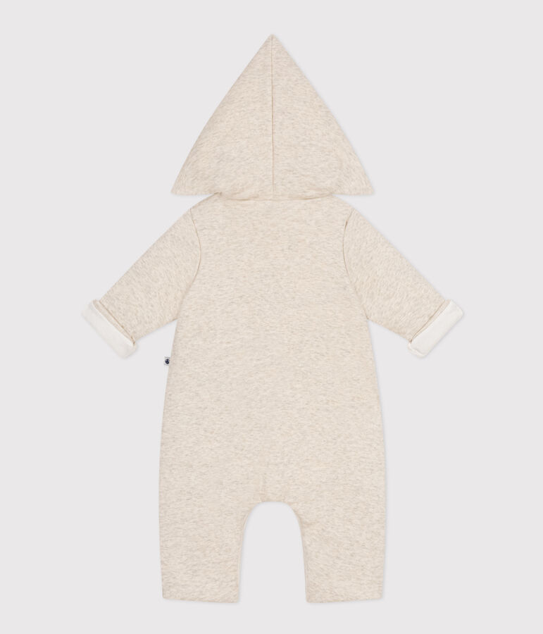 Combinaison longue ouatin&eacute;e &agrave; capuche en coton b&eacute;b&eacute; beige MONTELIMAR CHINE