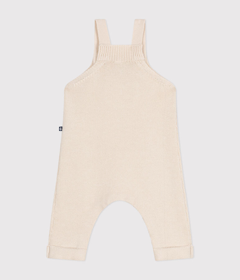 Salopette en tricot de laine et coton b&eacute;b&eacute; &eacute;cru